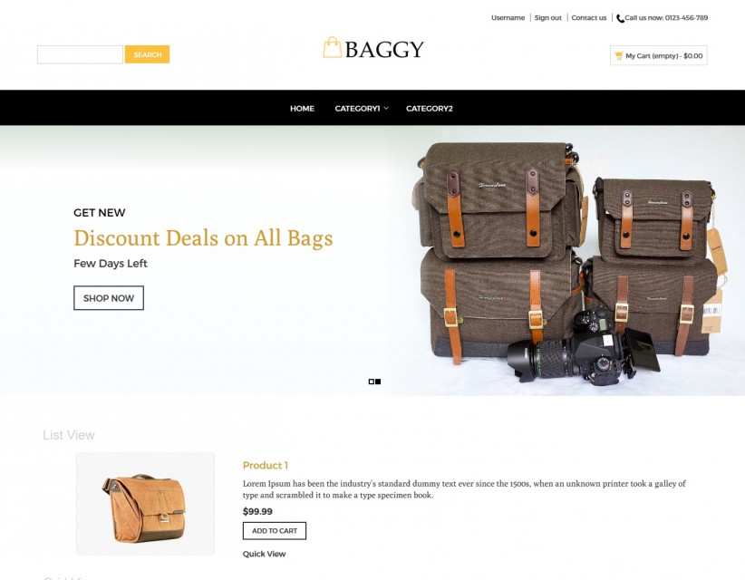 Baggy - Bag Store Responsive PrestaShop Theme