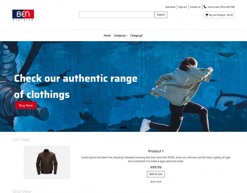 Ben Clothing - Online Cloth Store Prestashop Responsive Theme