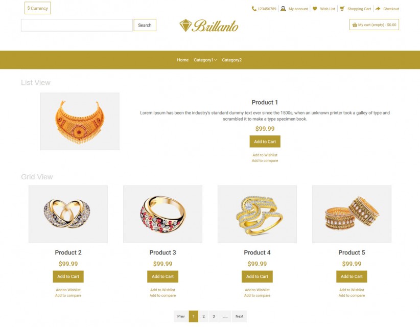Brillanto- Jewellery Store Responsive OpenCart Theme
