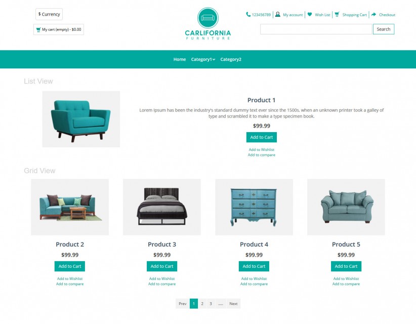 Carlifornia Furniture- Furniture Responsive OpenCart Theme