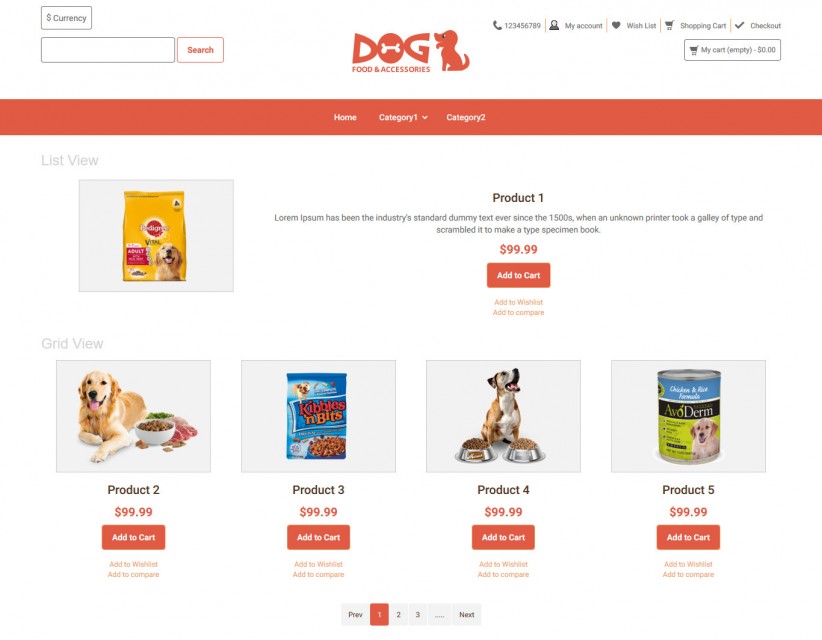 Dog- Dog Food and Accessories Online store Responsive OpenCart Theme