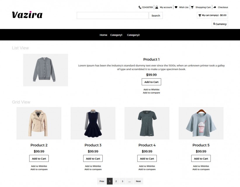 Vazira - Fashion Clothes and Accessories OpenCart Responsive Theme
