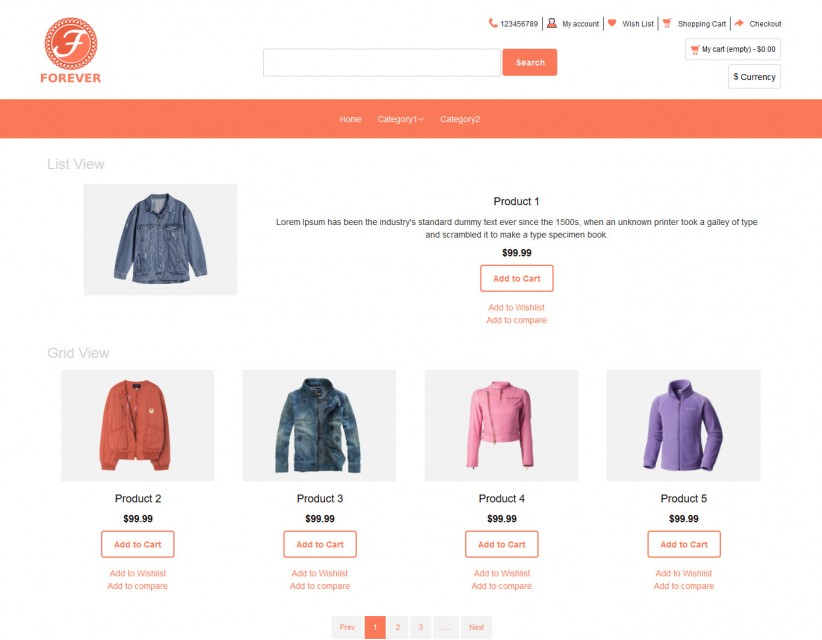 Forever - Online Cloth Store OpenCart Responsive Theme