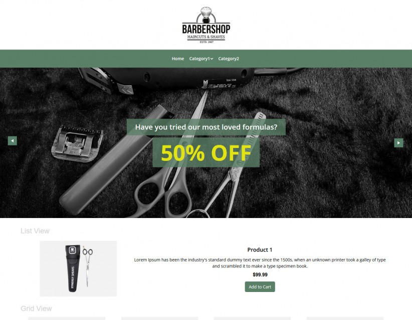 Barbershop - Barbershop Products VirtualMart Template