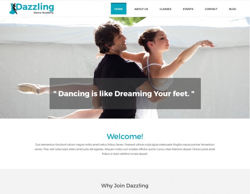 Dazzling Dance Academy - Creative WordPress Theme for Dance Academy