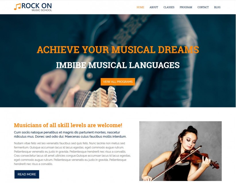 Rock On - Joomla Template For Music Academies And Schools