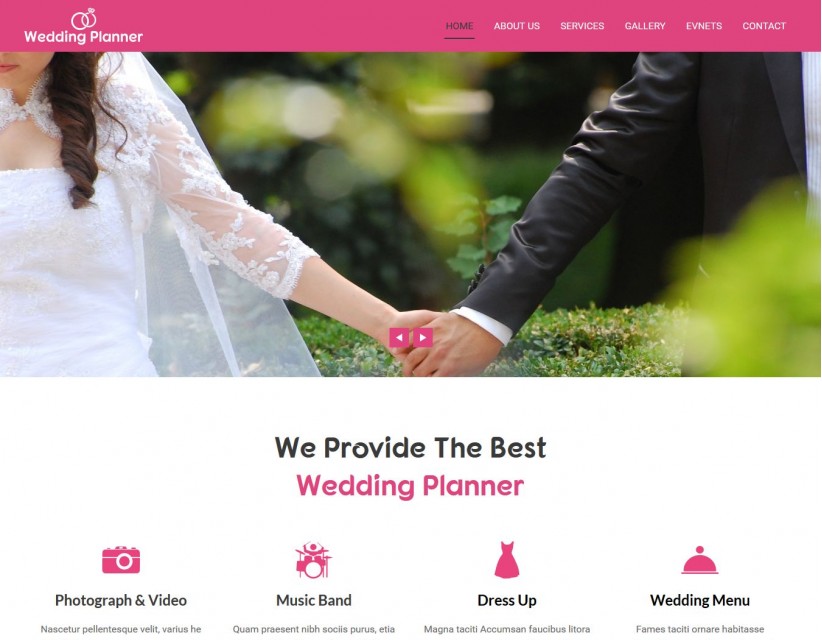 Wedding Planner - Beautiful Drupal Theme For Wedding Organizing Companies