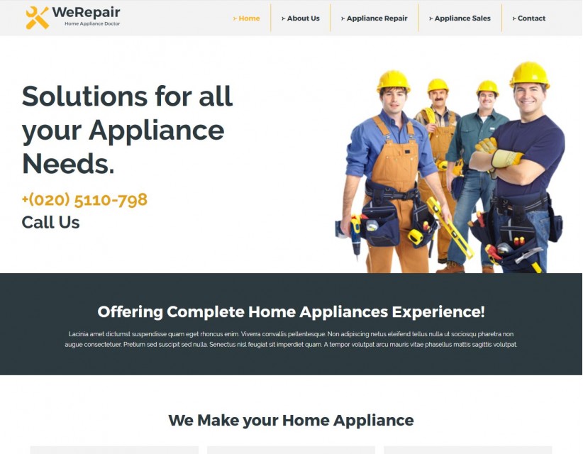 WeRepair - Feature Rich Theme for Applaince Repair Services Businesses