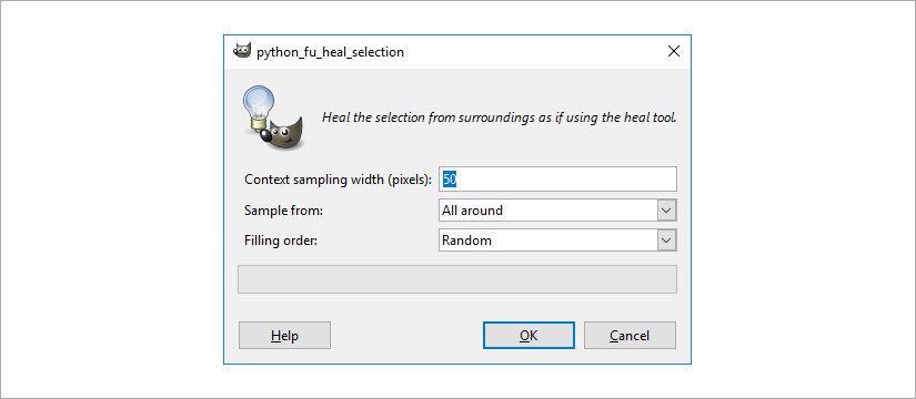 GIMP Resynthesizer plugin Heal selection screenshot