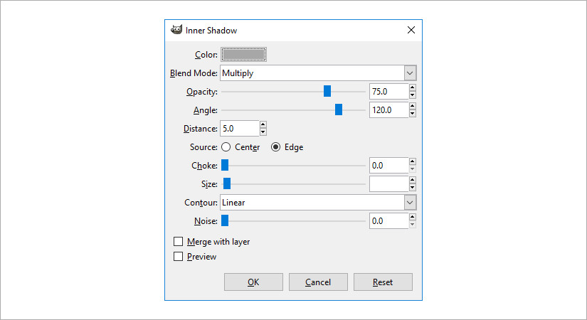 gimp layer effects Inner shadow screenshot