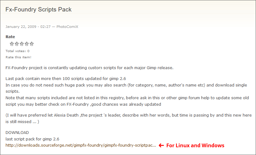 gimp fx foundry scripts pack download