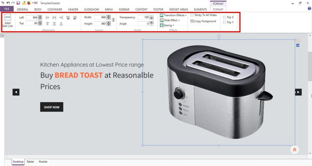 Advance Foreground Image Options