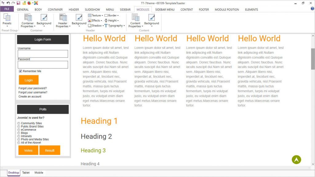 templatetoaster software modules options