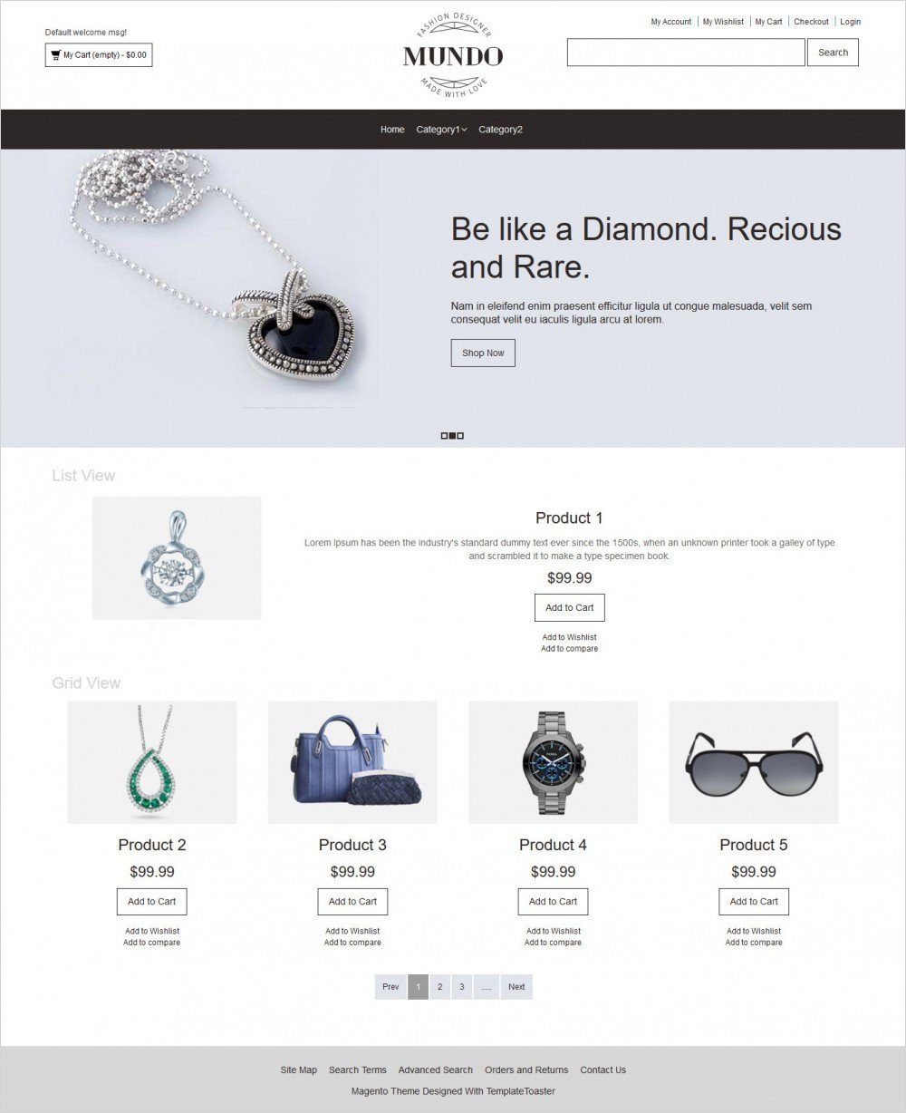 Mundo fashion accessories magento theme