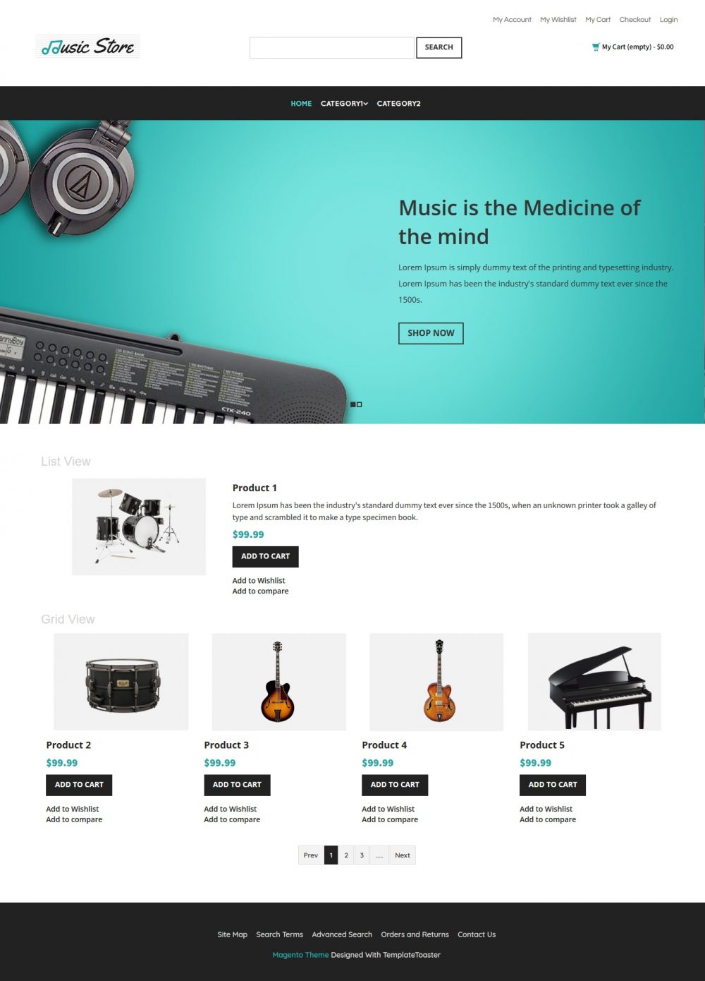 Music Store - Music Instruments Magento Theme