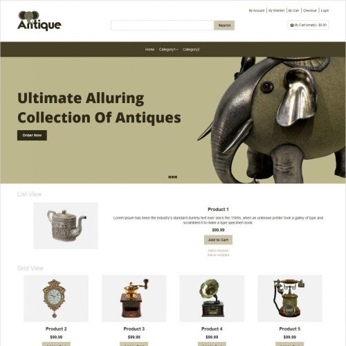 Antique Products Responsive Magento Theme