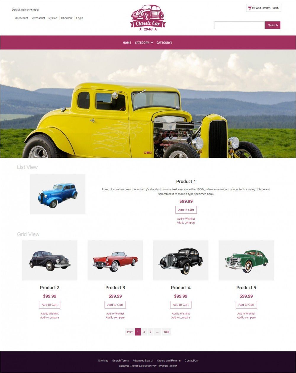 classic car magento theme