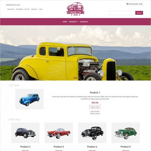 classic car magento theme