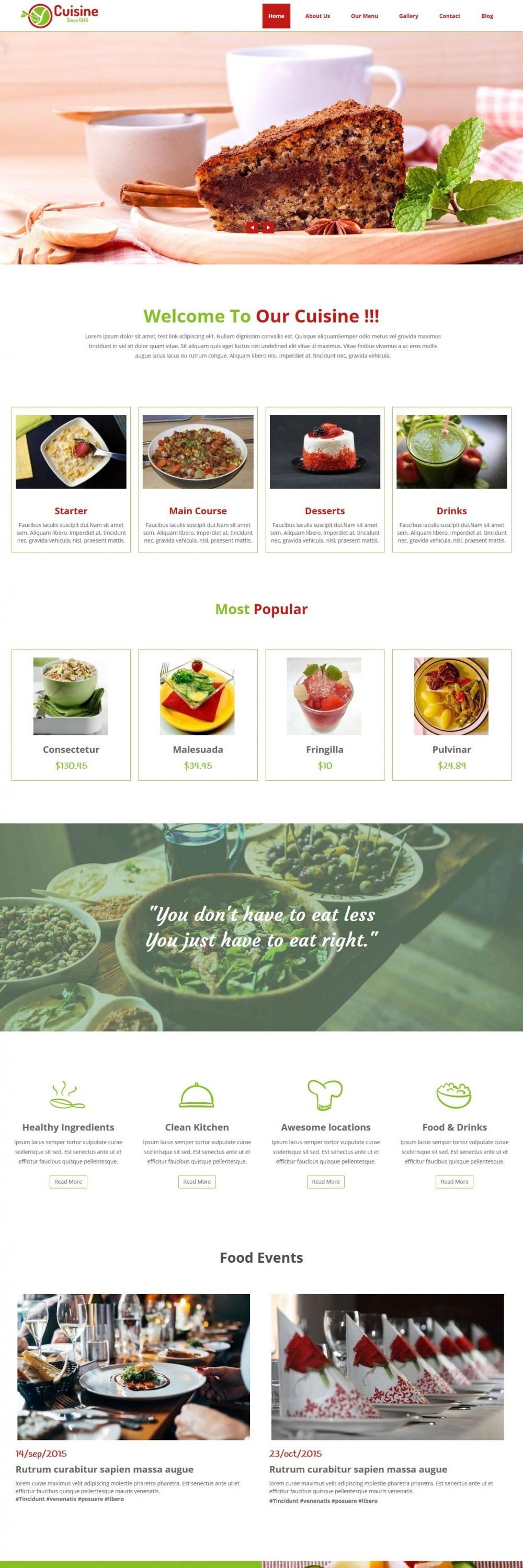 Cuisine Cafe - Restaurant and Cafe WordPress Theme