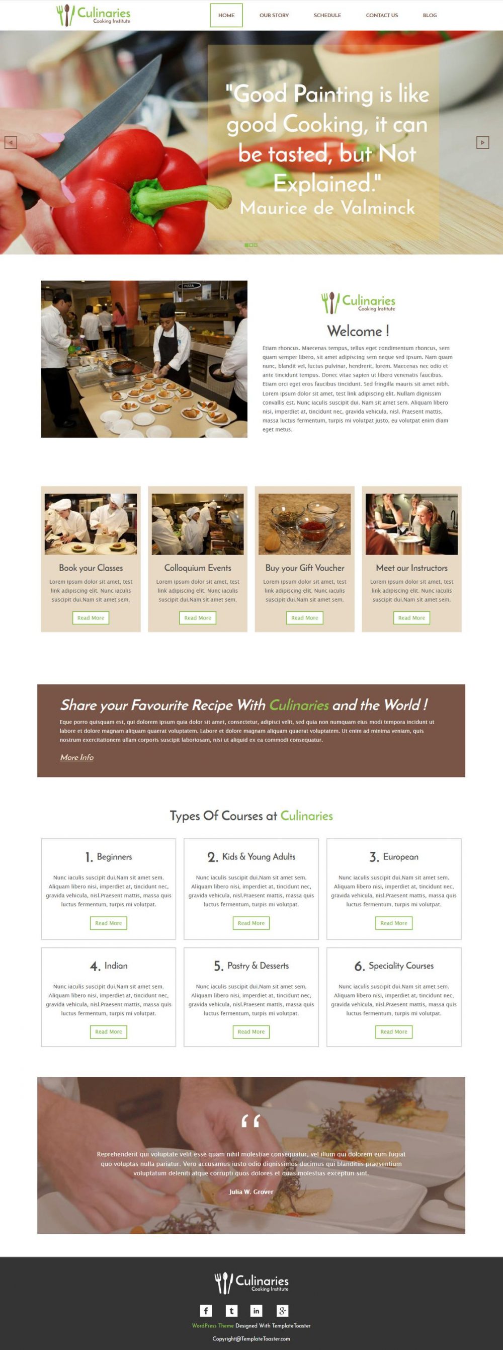 culinaries cooking institute wordpress theme