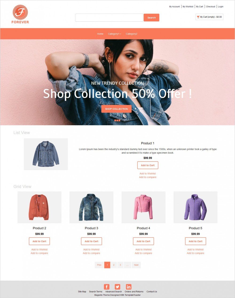 forever online cloth store magento theme
