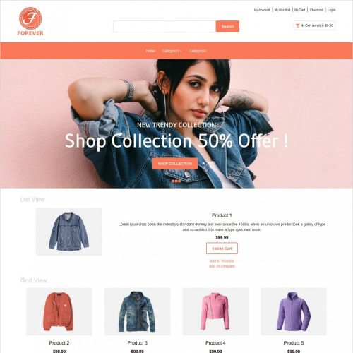 forever online cloth store magento theme