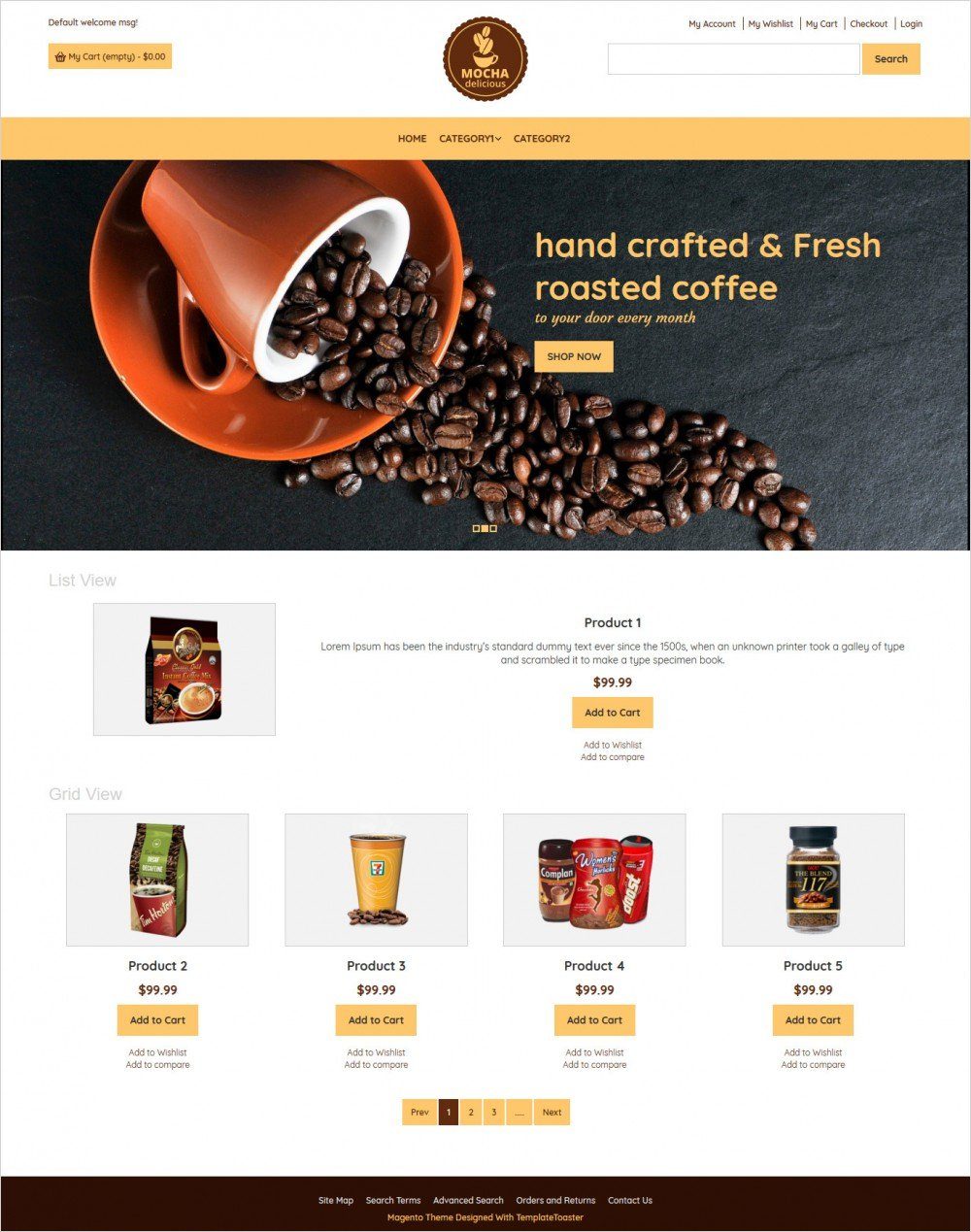 mocha coffee shop magento theme