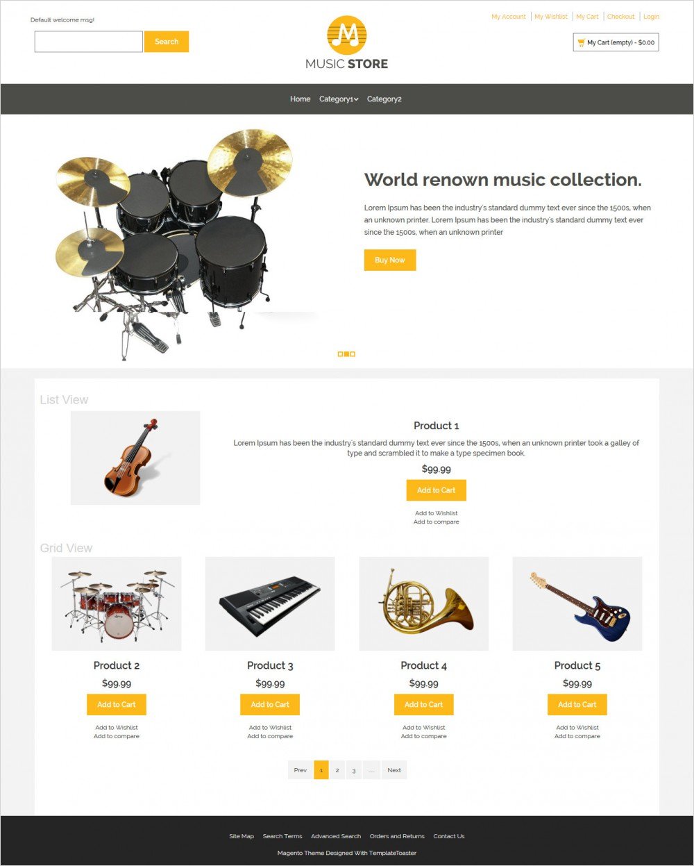 Music Store and Instruments Magento Theme - TemplateToaster