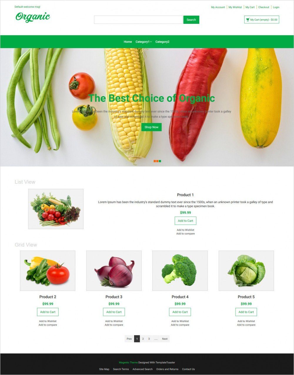 organic food responsive magento theme