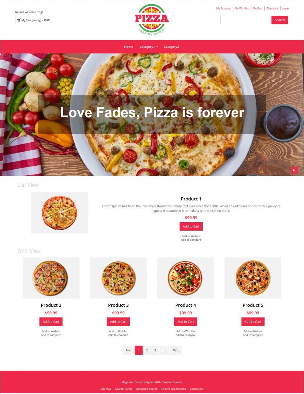 pizza store responsive magento theme