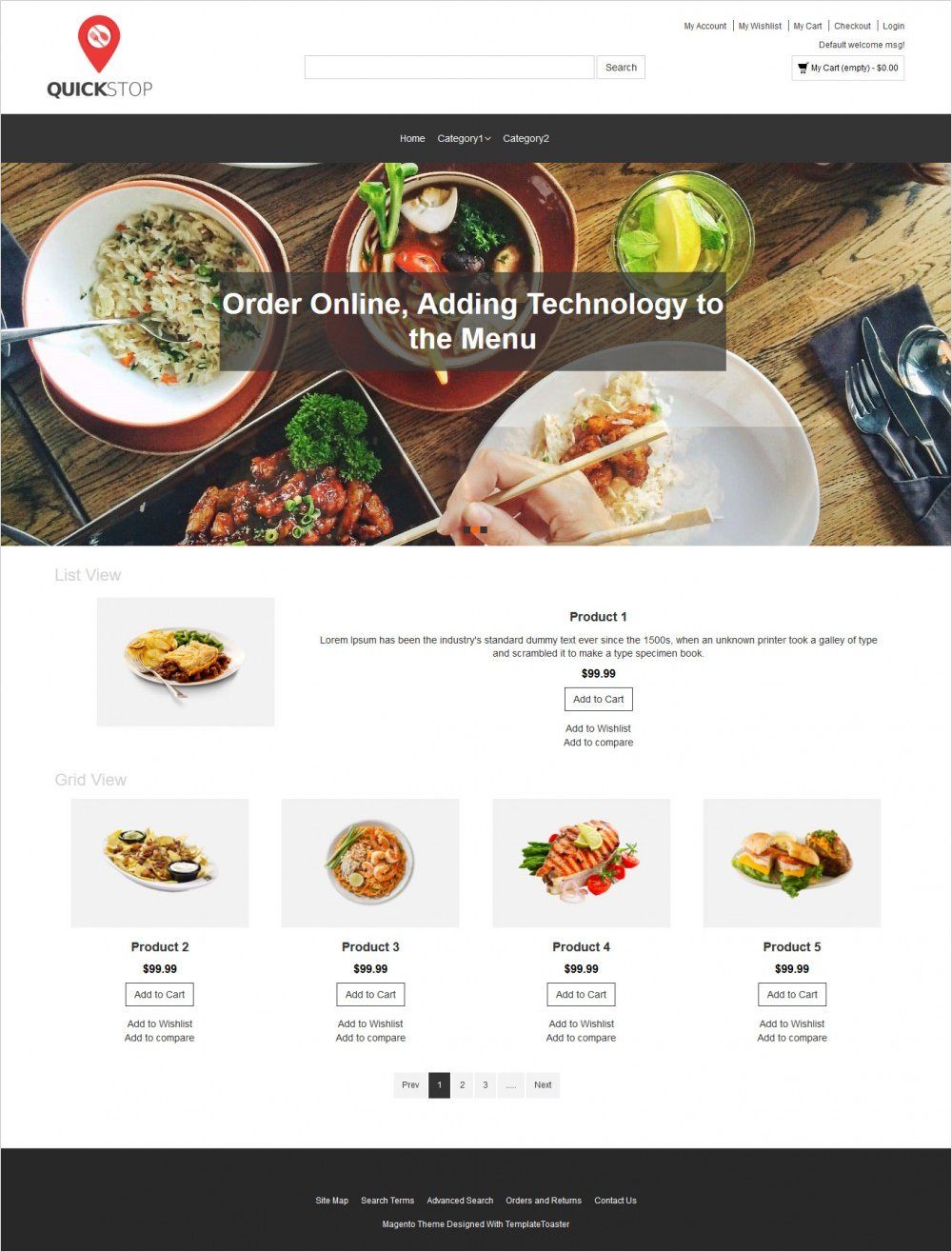 quick stop online restaurant magento theme