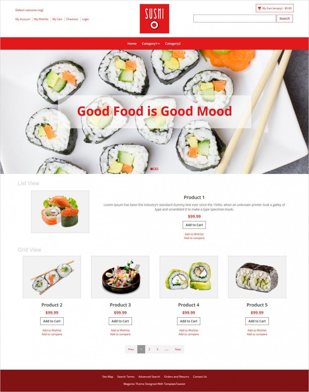 sushi foods magento theme