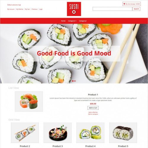 sushi foods magento theme