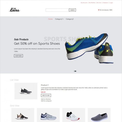 the laces footwear shop responsive magento theme