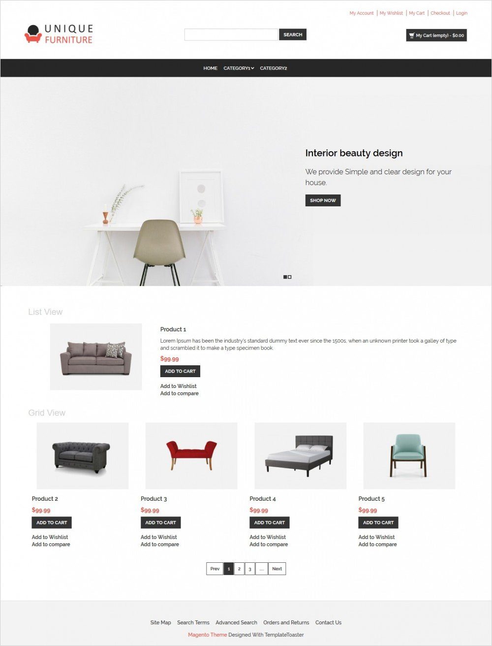 unique furniture shop responsive magento theme
