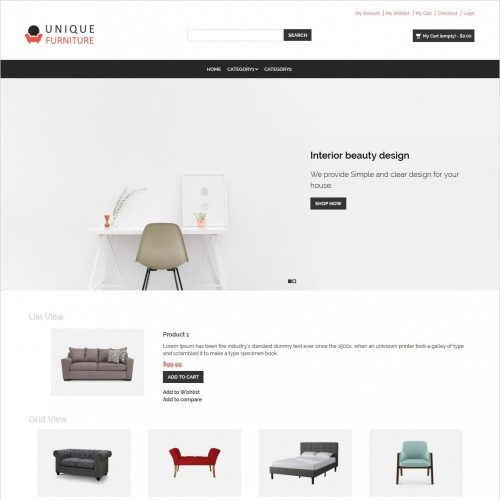 unique furniture shop responsive magento theme