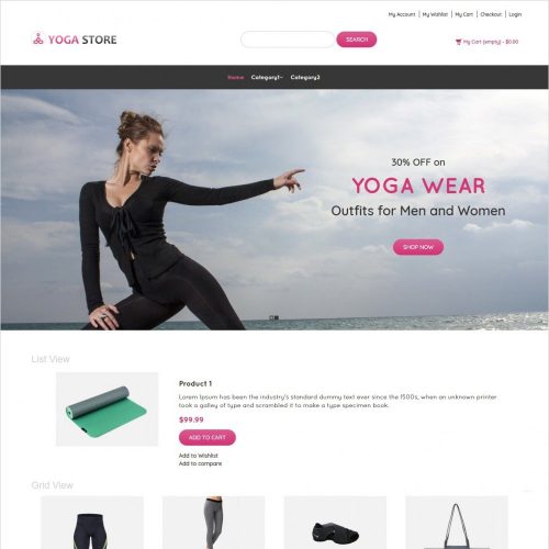 yoga store yoga product shop responsive magento theme