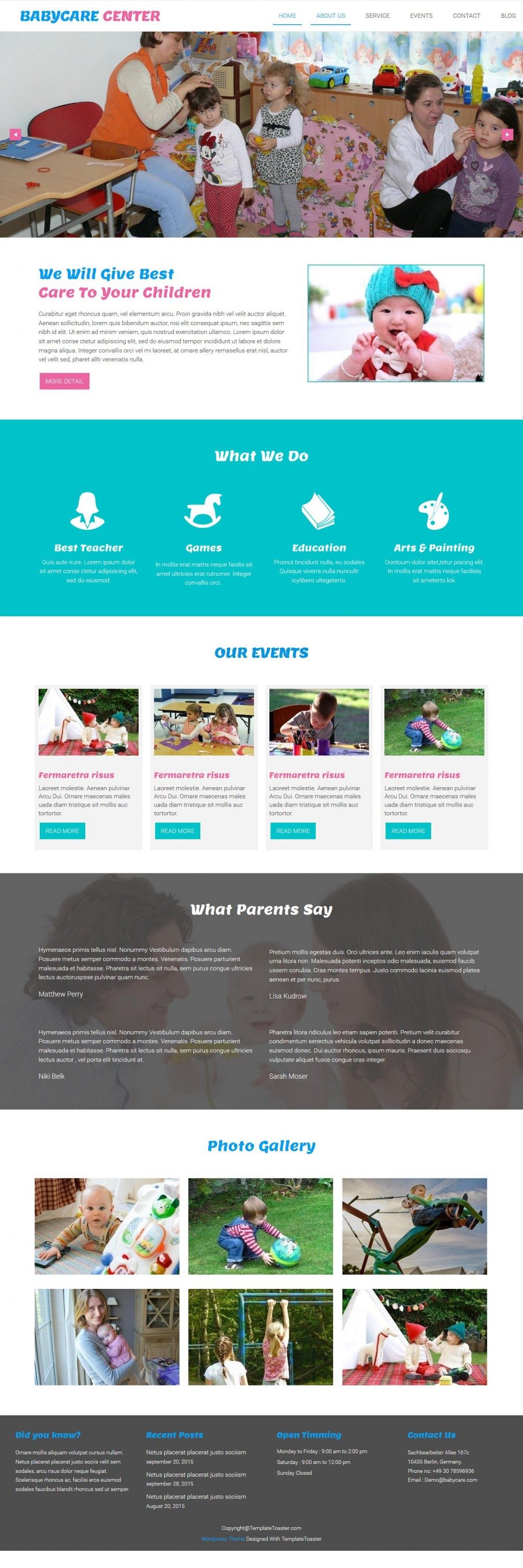 Babycare Center - Drupal Theme For Baby Care Taker