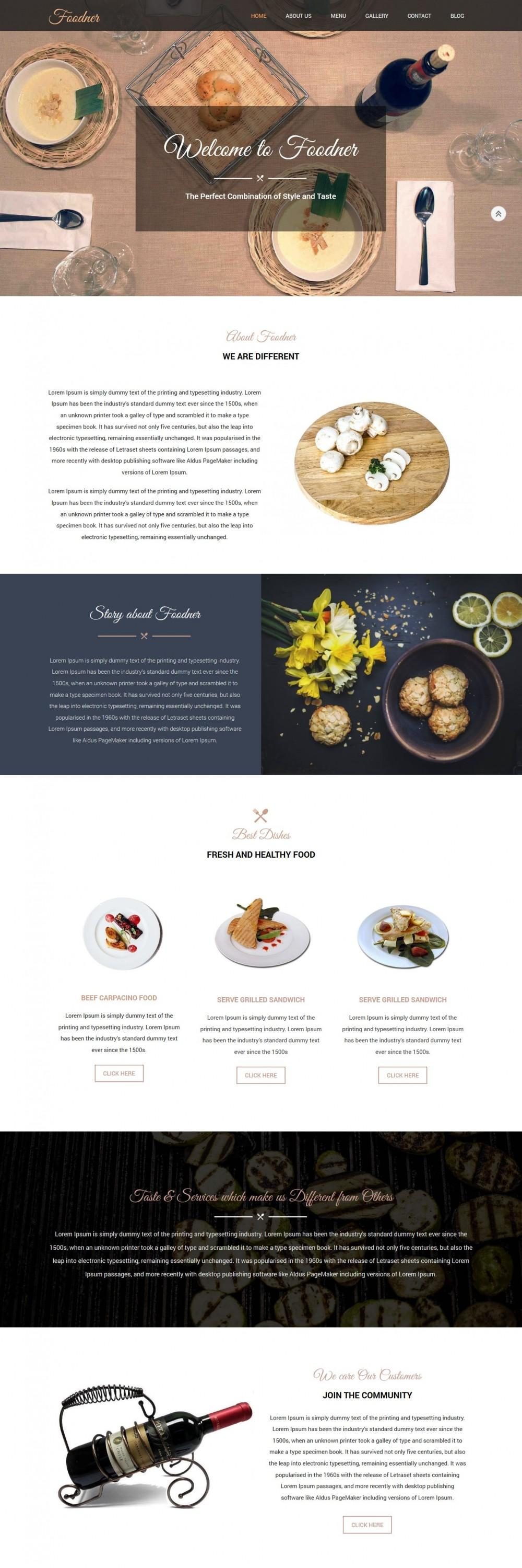 Foodner - Delightful Hotels And Restaurants Joomla Template