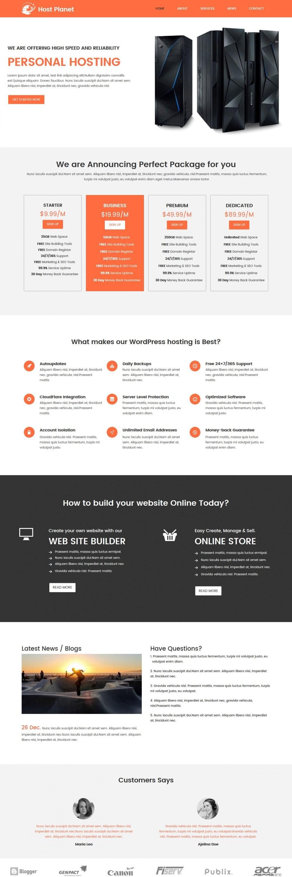 Host Planet - Joomla Web Hosting Agency Template