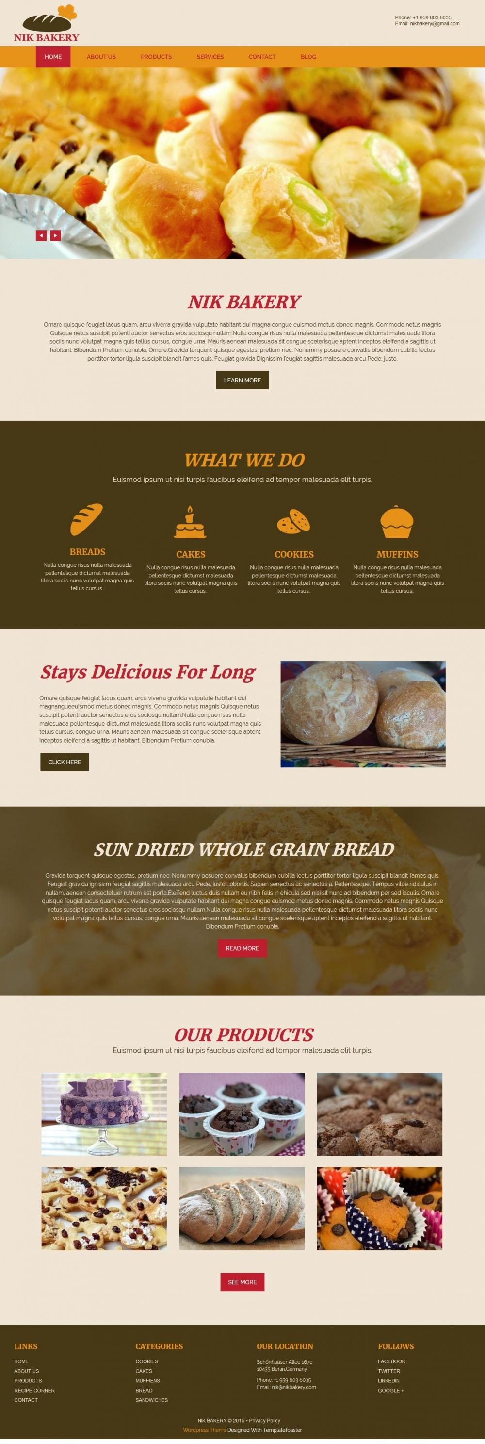 Nik Bakery - Cake/Bakery Joomla Template