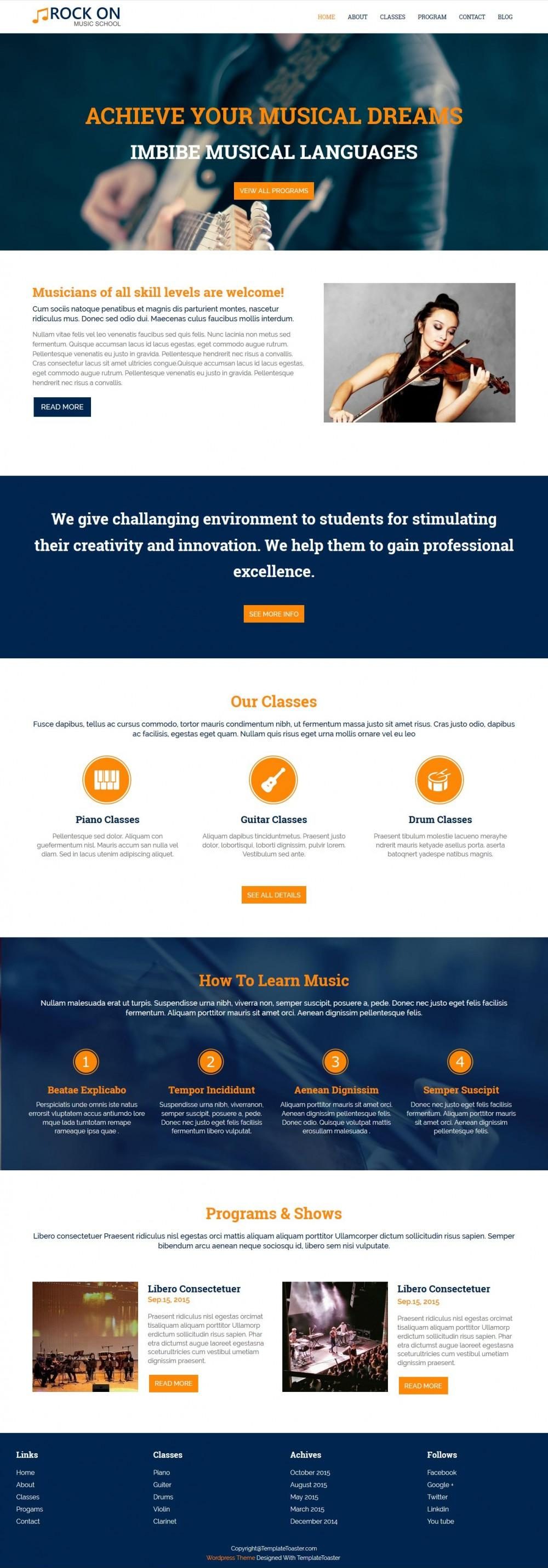 Rock On - Joomla Template For Music Academies And Schools