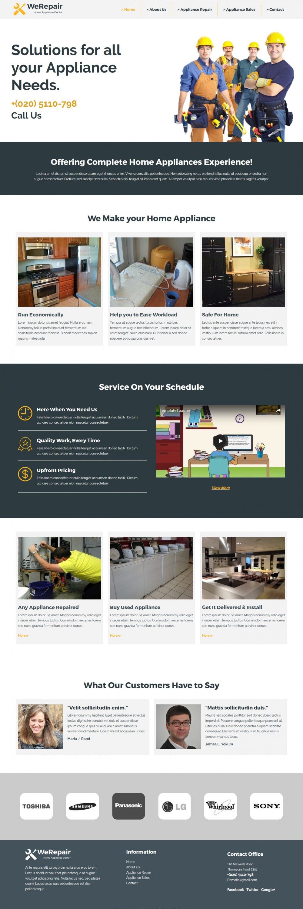 werepair home appliance repair joomla template