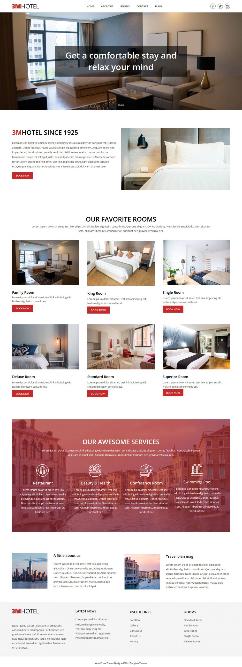 3M Hotel Free Joomla Template For Hotels