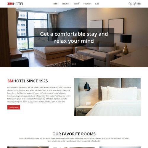 3M Hotel Free Joomla Template For Hotels