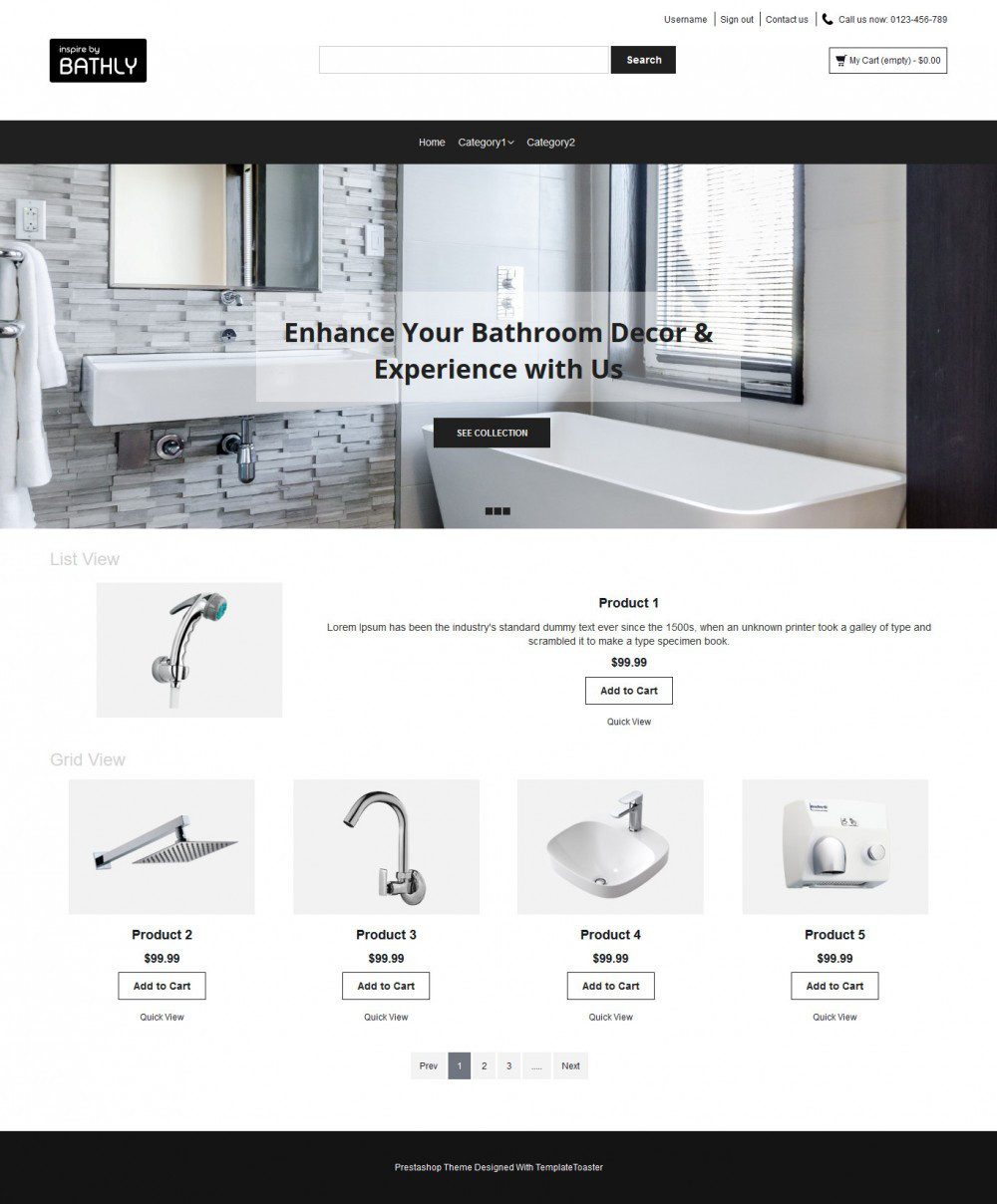 Bathly Bathroom Accessories PrestaShop Theme