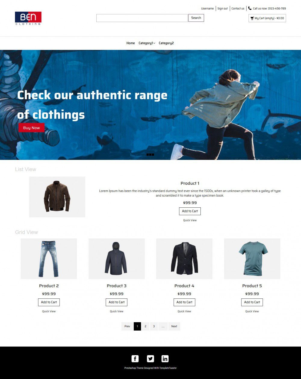Ben Clothing Online Cloth Store Prestashop Theme
