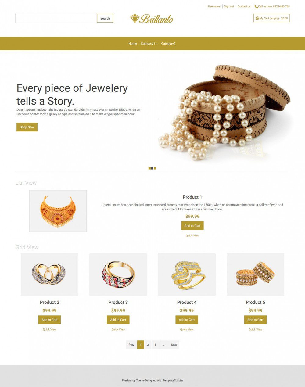 Brillanto Jewellery Store Prestashop Theme