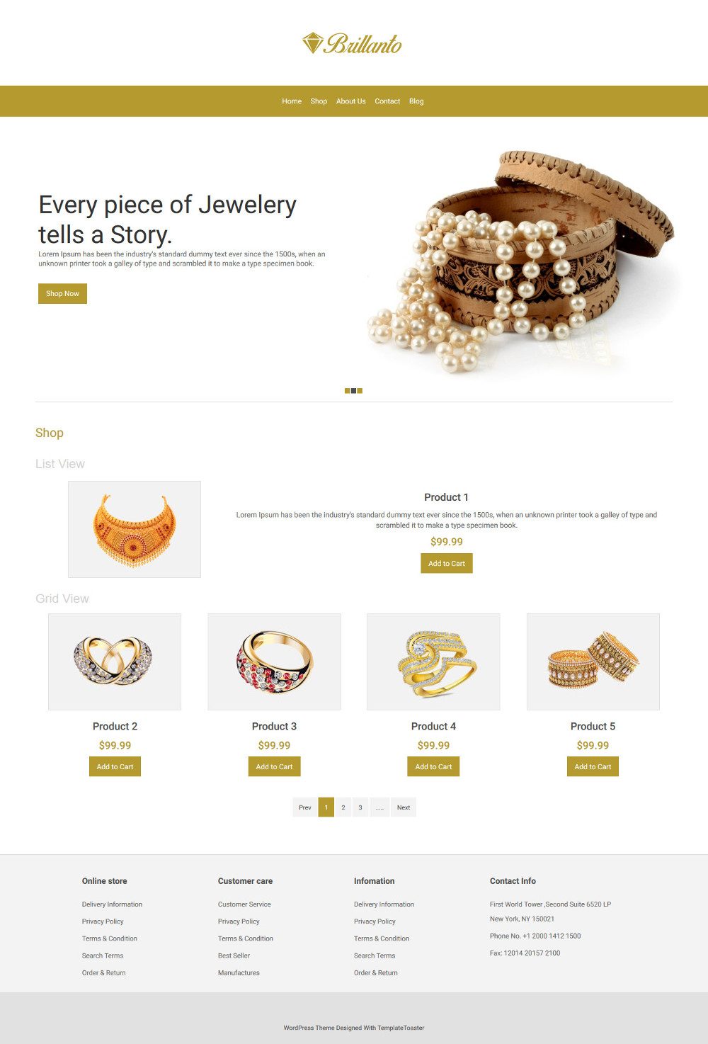 Brillanto Jewellery Store WooCommerce Theme