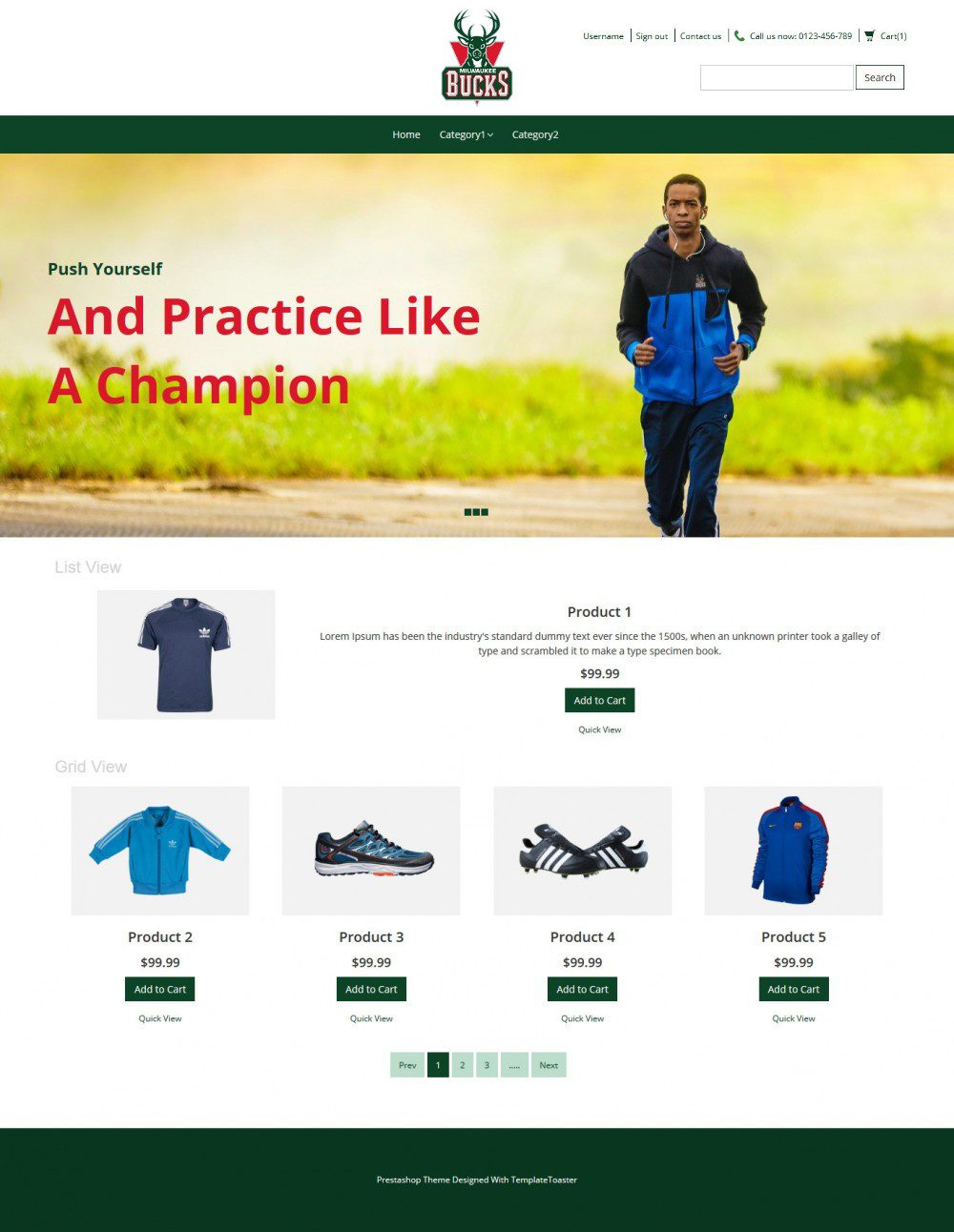 Bucks Sport Sports Items PrestaShop Theme